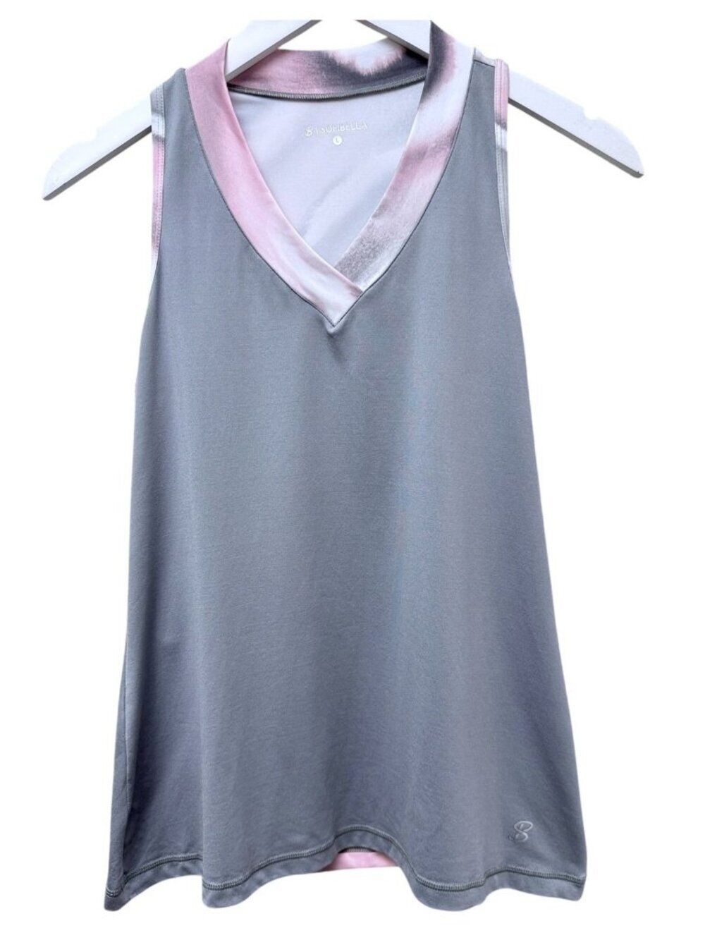Sofibella Golf Top S/M Racerback Sports Tank Gray Pink Womens NWT